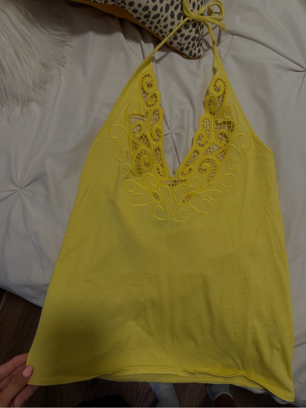DKNY Halter Lace-Trim Top